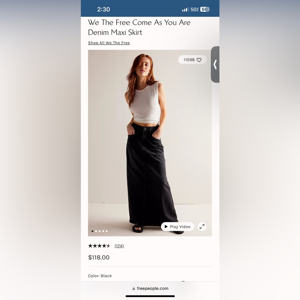 FREE PEOPLE DENIM MAXI SKIRT